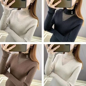 Spring Autumn Women's Sweater Half Turtleneck Knit Top for Everyday Style - Picture 1 of 21