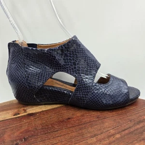 Sofft Damen-Sandalen 8M blau Leder Schlange Gladiator Käfig Keilabsatz Reißverschluss offene Zehenpartie - Bild 1 von 12