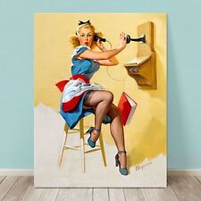 VINTAGE Pin-up Girl CANVAS PRINT Gil Elvgren  24x16" What a line