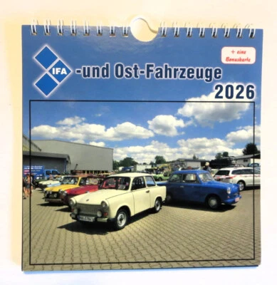 Kalender 2026 IFA und Ost Fahrzeuge Postkartenkalender Oldtimer Ostalgie Trabbi - Bild 1 von 3