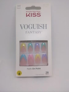 KISS VOGUISH FANTASY MEDIUM GLUE ON NAILS 28 NAILS #86798 MULTICOLORED - Picture 1 of 4