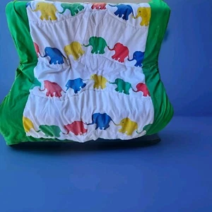Vintage Baby Elephant Green Crib Comforter Quilt Blanket Small Wonders Read - Picture 1 of 7