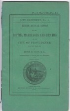 1862 Civil War Era Births, Marriages & Deaths Providence Rhode Island Document