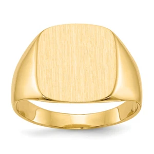 10K Solid Yellow Gold Mens Custom Engraved Signet Ring - Picture 1 of 100