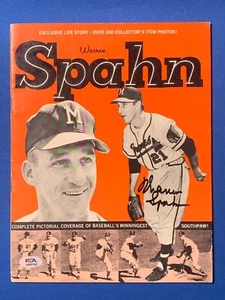 WARREN SPAHN HOF SIGNED VINTAGE 1964 MAGAZINE PHOTOS OF HIM BRAVES CY 1957 PSA - Picture 1 of 4