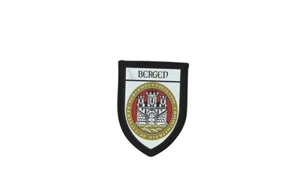 Patch printed embroidery travel souvenir shield city flag bergen norway - Bild 1 von 1