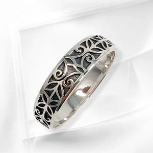 Sterling Silver Men's Ring *Flowers Band Ring *Genuine 925 Sterling Silver - Picture 1 of 4