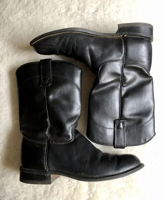 Botas de Vaquero Roy Cooper 8.5 M Mujer Cuero Negro Botas Occidentales Hechas en EE. UU. Foto 1 de 4