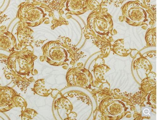 Tenda Biancheria da Letto Tessuto Tappezzeria Velluto VERSACE Oro Barocco Bianco Barocco