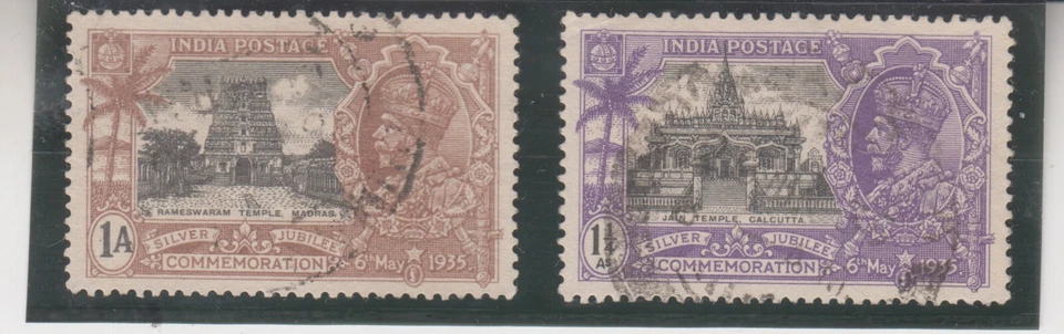 INDIA 1935. Silver Jubilee KGV. Rameswaram Temple, Madras. Jain Temple Calcutta - Image 1 of 1