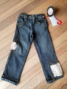 NWT Red Sound Italy 5/6 (6A) little girl kid jeans patch distressed stretch - Picture 1 of 2
