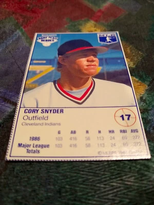 Cory Snyder 1987 Kraft White Back Card Not Grey-Back Box #17 Indians - Image 1 of 2