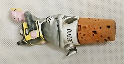 Bouchon  en liège et personnage humoristique en porcelaine allemande - Photo 1/4