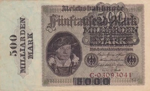 GERMANY Reichsbanknote 500 Milliarden overprint on 5000 Mark 1923 aXF - Picture 1 of 2