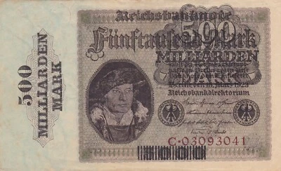 GERMANY Reichsbanknote 500 Milliarden overprint on 5000 Mark 1923 aXF - Image 1 of 2
