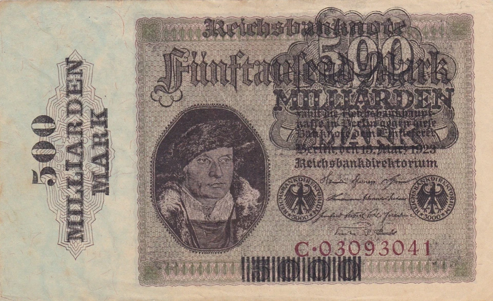 GERMANY Reichsbanknote 500 Milliarden overprint on 5000 Mark 1923 aXF - Image 1 of 2
