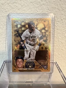 2023 Topps Gilded Collection Christian Yelich #7 Gold Etch #9/99 Brewers