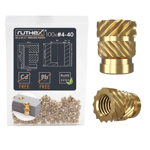 #4-40 Threaded Inserts - 100 Pieces Rx-4-40X5.7 Brass Heat Set Insert for Plasti - Picture 1 of 12
