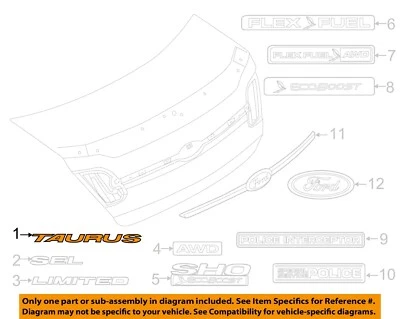 Placa de identificación exterior Ford OEM 10-19 Police Interceptor sedán AG1Z5442528A Foto 1 de 2