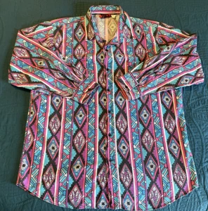 Vintage Canyon Trail Dutton-Down Western Hemd Langarm Azteken Design XL - Bild 1 von 24