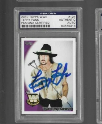 2011 TOPPS WWE # 104 TERRY FUNK AUTO PSA DNA AUTHENTIC WWF - Image 1 of 2