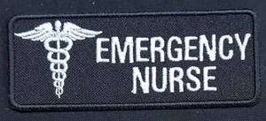 Emergency Nurse Caduceus Embroidered Medical Name Tag Iron on Patch 4"x1.5 - Picture 1 of 3
