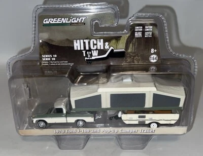 GREENLIGHT HITCH & TOW SERIES 10 1970 FORD F100 & POP-UP CAMPER TRAILER 1:64 HTF - Image 1 of 3