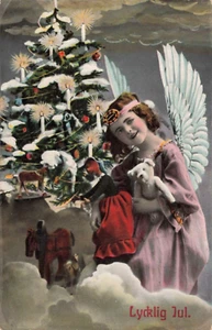 Weihnachtsengel Echt Foto AK Teddybär Puppe Baum PM 1910 E8 - Bild 1 von 2