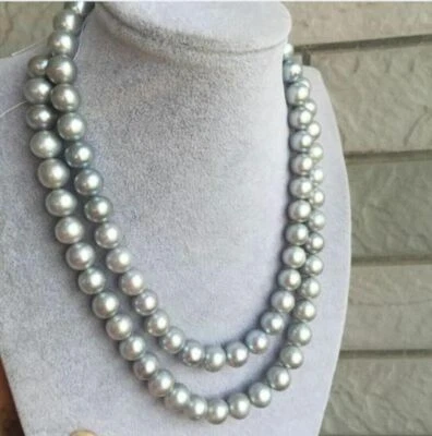 Gray 35" Gorgeous 9-10mm Natural Aaa South Sea Pearl Necklace 14k Gold Clasp - Image 1 of 3