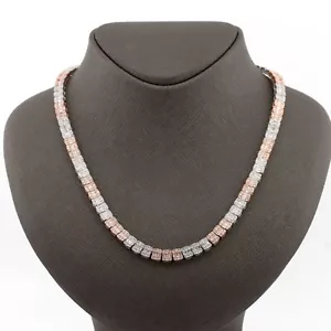 5MM 10k Rose & White Gold 9 CTW Diamond Baguette Tennis Chain 35.5g 20"Necklace - Picture 1 of 6