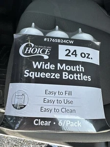 (6/Case) 24oz. Clear Wide Mouth Plastic Condiment Dressing Sauce Squeeze Bottle - Picture 1 of 1