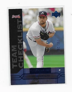 JOHN SMOLTZ 2005 UPPER DECK #473 BRAVES CHECKLIST BLUE EXCLUSIVES 102/150 RARE - Picture 1 of 2