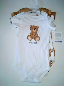 Hudson Baby Baby Boy Size 9-12 Months 3-Pk Cotton Baby Bear Themed Bodysuits - Picture 1 of 9