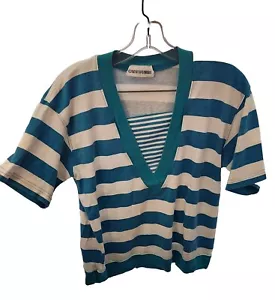 Cathy Daniels womens Knit Top Medium Striped Short Sleeve Top - Picture 1 of 6
