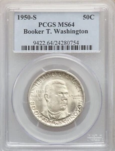 1950-S Booker T. Washington Commemorative Half Dollar PCGS MS 64 - Picture 1 of 2