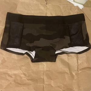 Victoria’s Secret PINK Panty Boyshorts Boy Shortie Camo Camouflage Green Mesh L - Picture 1 of 2