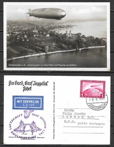 DR Mi. 455 auf Zeppelinkarte nach England - Bild 1 von 1