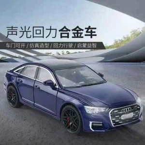 1: 24 Audi A6L Alloy Car Diecast Toy Vehicle w/ Sound Light Pull Back Collection - Picture 1 of 24