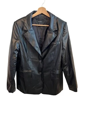 Love Tree Black Faux Leather Blazer Jacket Women's Size L - Image 1 of 4