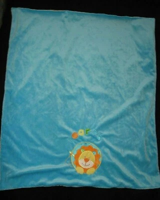 Blankets and Beyond Lion Baby Blanket Blue Yellow ROAR Plush - Image 1 of 3
