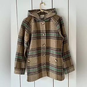 Cappotto Sezane Suzon tortora multicolore a quadri taglia M bottoni davanti foderato con cappuccio NUOVO - Foto 1 di 15