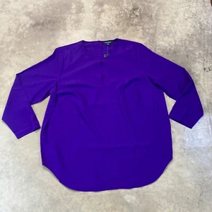 Lauren Ralph Lauren Blouse Womens 2X Elegant Purple Shirt Long Sleeve - Picture 1 of 10