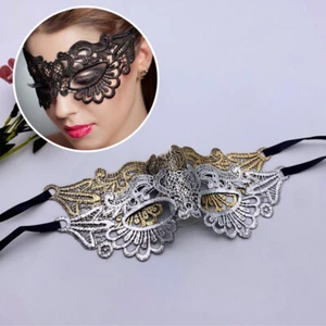 Lace Masquerade Eye Mask BLACK Gothic Fancy Dress Ladies Party Halloween Sexy❀AU - Picture 1 of 17