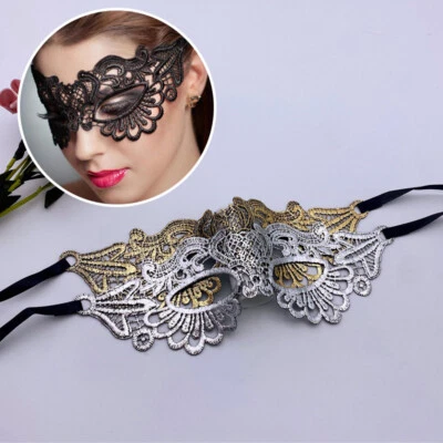 Lace Masquerade Eye Mask BLACK Gothic Fancy Dress Ladies Party Halloween Sexy❀ + - Image 1 of 4