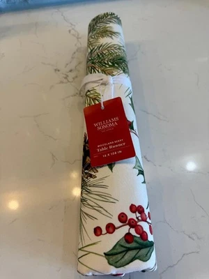 Williams Sonoma Woodland Berry 100% Cotton Table Runner 16x108 NWT Retail $79 - Image 1 of 4