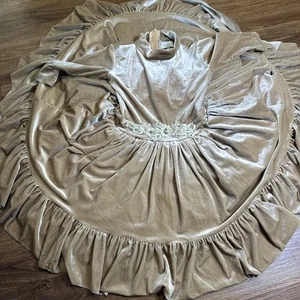 Be Girl Clothing Light Brown Ruffle Dress Floral Lace Belt 14T Victorian Style - Picture 1 of 10