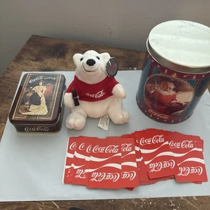 Tarjetas de juego de cartas antiguas de Coca-Cola, contenedor rompecabezas de oso - Imagen 1 de 6