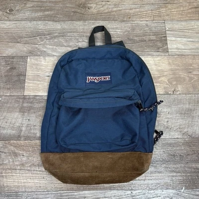 Mochila inferior de cuero vintage Jansport azul años 90 hecha en EE. UU. Foto 1 de 4