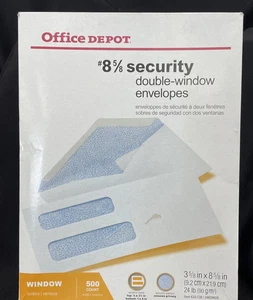 Office Depot Marke #8 Doppelfenster Umschläge, weiß, gummiert, 500 Stück - Bild 1 von 2