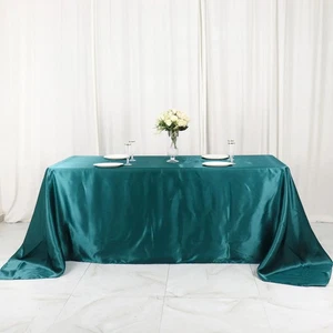 Peacock Teal 90x132" RECTANGLE Satin TABLECLOTH Wedding Party Home Banquet - Picture 1 of 8